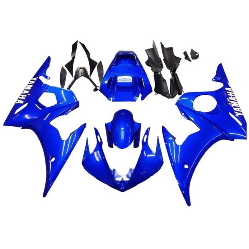 Yamaha YZF-R6 (2005) Blue, White Fairings Clear Windscreen: Free No Seat Cowl No Bolt Kit