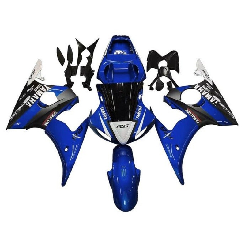 Yamaha YZF-R6 (2005) Blue Yamalube Fairings Clear Windscreen: Free No Seat Cowl No Bolt Kit