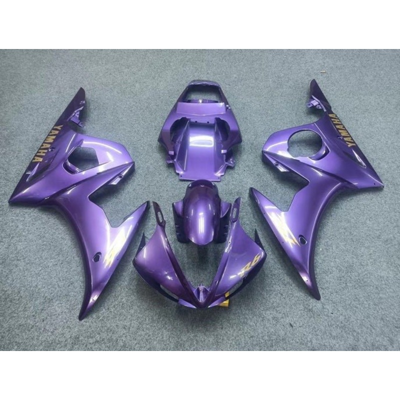 Yamaha YZF-R6 (2005) Purple, Gold Fairings Clear Windscreen: Free No Seat Cowl No Bolt Kit