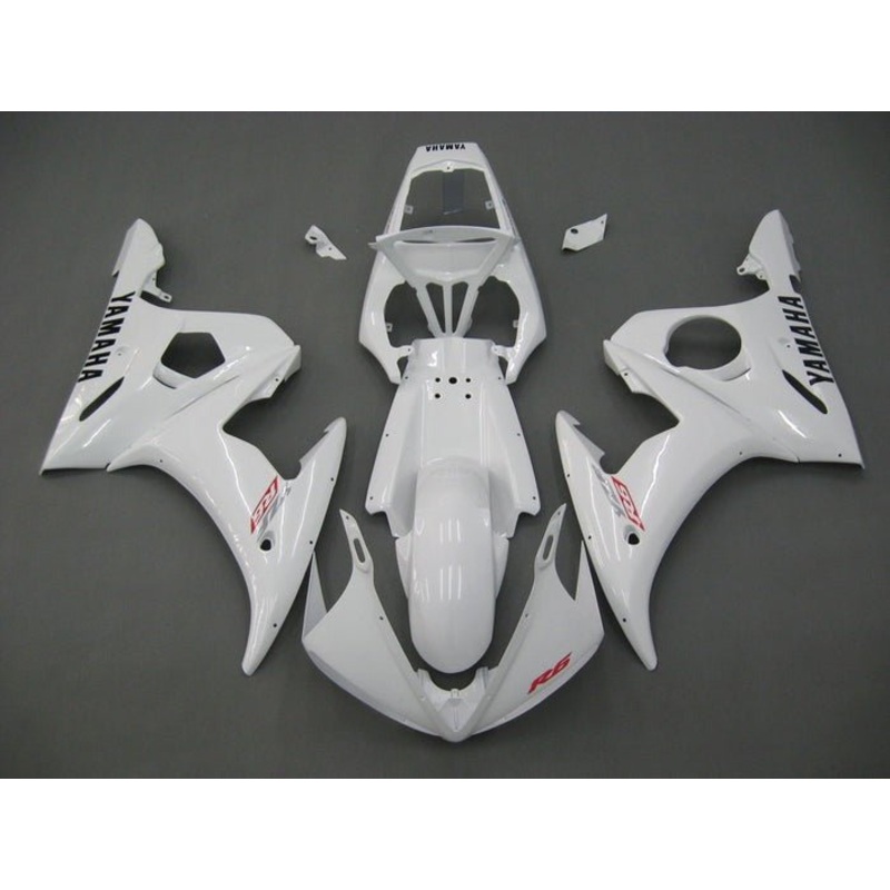 Yamaha YZF-R6 (2005) White, Red, Black, Gray Fairings Clear Windscreen: Free No Seat Cowl No Bolt Kit