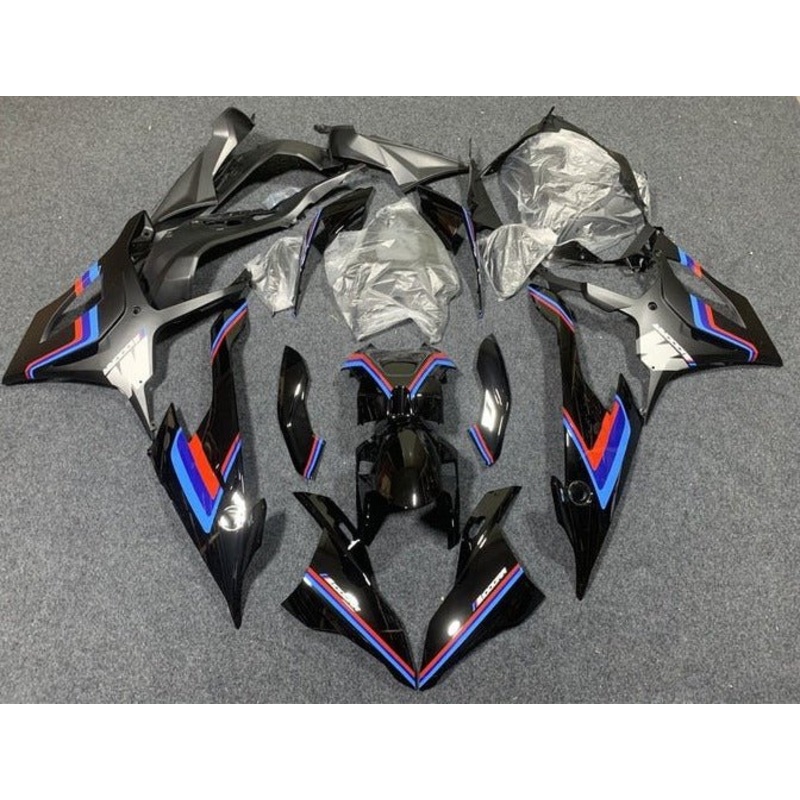BMW S1000RR (2019-2022) Black, Blue, Red, Stripe Fairings No Seat Cowl No Bolt Kit No Tank