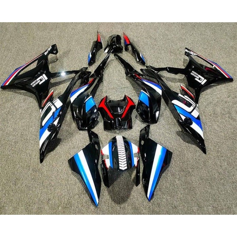 BMW S1000RR (2019-2022) Black, Blue, Red, White Stripe Fairings No Seat Cowl No Bolt Kit No Tank