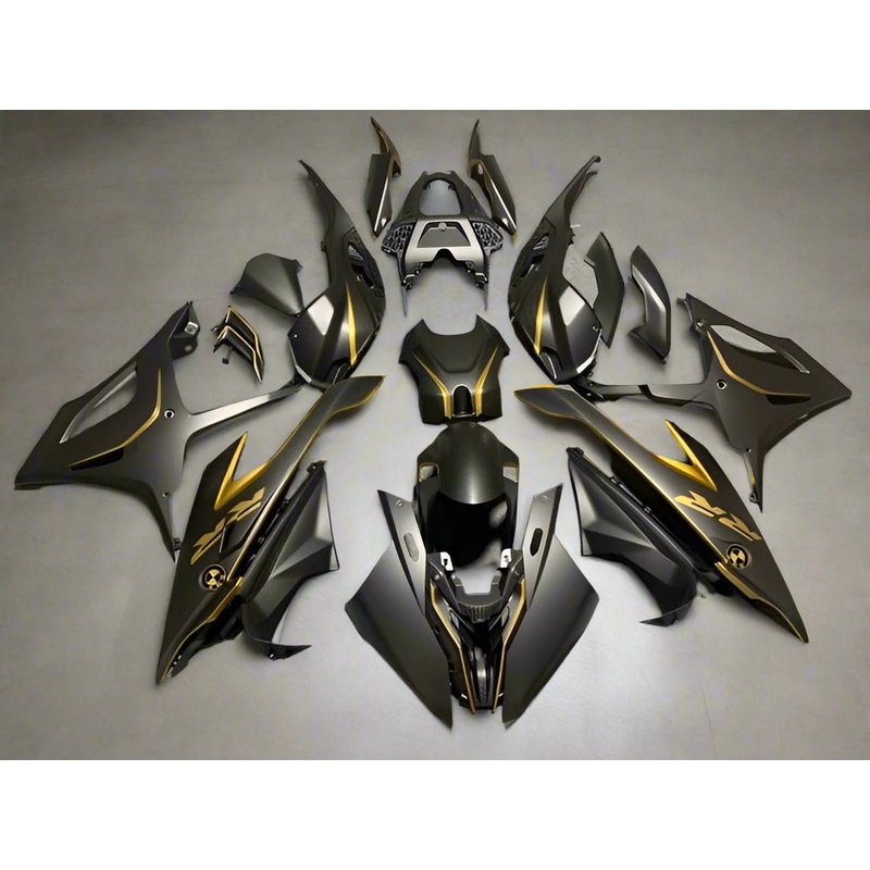 BMW S1000RR (2019-2022) Faux Carbon Fiber, Gold Fairings No Seat Cowl No Bolt Kit No Tank