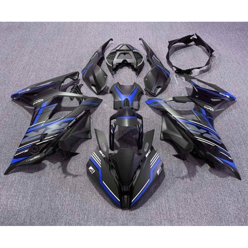 BMW S1000RR (2019-2022) Matte Black, Blue, White, Stripe Fairings No Seat Cowl No Bolt Kit No Tank