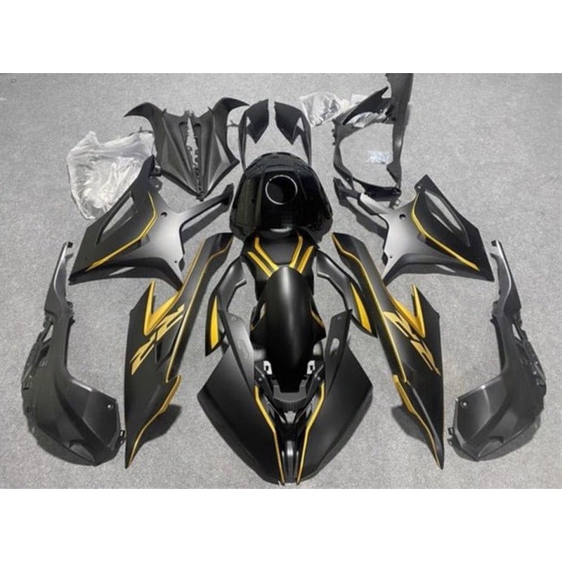 BMW S1000RR (2019-2022) Matte Black, Gold Fairings No Seat Cowl No Bolt Kit No Tank