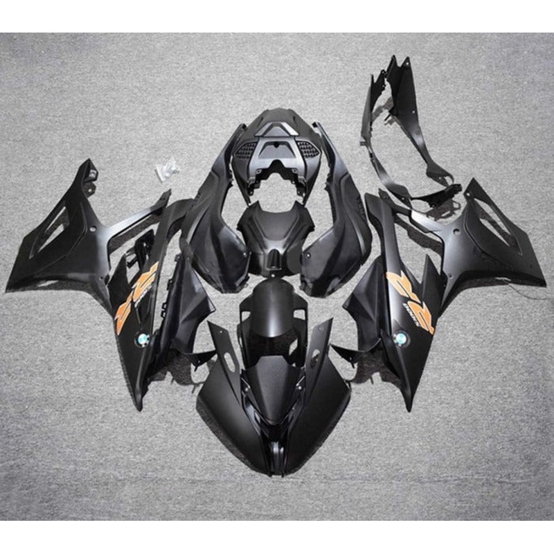 BMW S1000RR (2019-2022) Matte Black, Orange Fairings No Seat Cowl No Bolt Kit No Tank