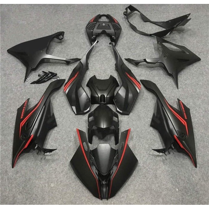 BMW S1000RR (2019-2022) Matte Black, Red Stripe Fairings No Seat Cowl No Bolt Kit No Tank