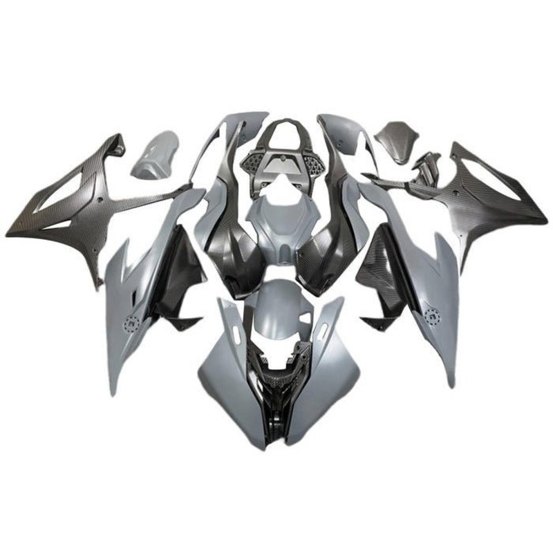 BMW S1000RR (2019-2022) Matte Gray, Faux Carbon Fiber Fairings No Seat Cowl No Bolt Kit No Tank