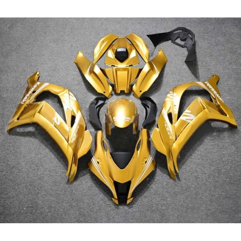 Fairings for Kawasaki Ninja ZX10R (2016-2020) Gold, White No Tank No Seat Cowl No Bolt Kit