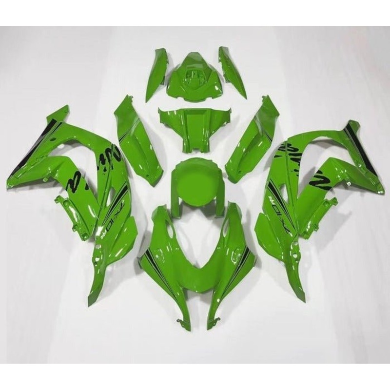 Fairings for Kawasaki Ninja ZX10R (2016-2020) Green, Black Stripe No Tank No Seat Cowl No Bolt Kit