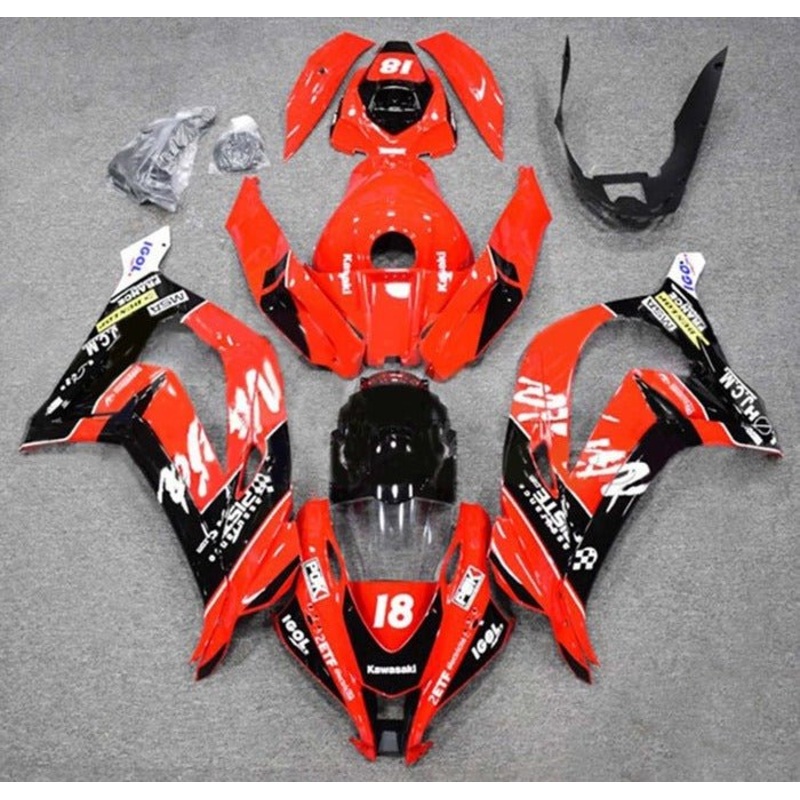 Fairings for Kawasaki Ninja ZX10R (2016-2020) Red, Black, White #18 No Tank No Seat Cowl No Bolt Kit