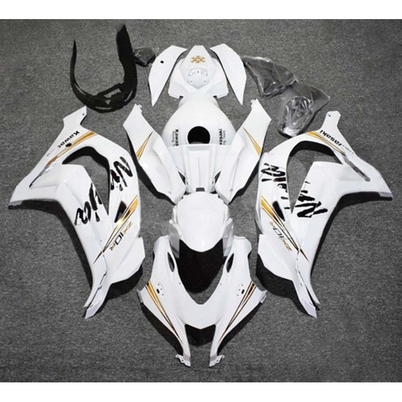 Fairings for Kawasaki Ninja ZX10R (2016-2020) White, Gold, Black No Tank No Seat Cowl No Bolt Kit