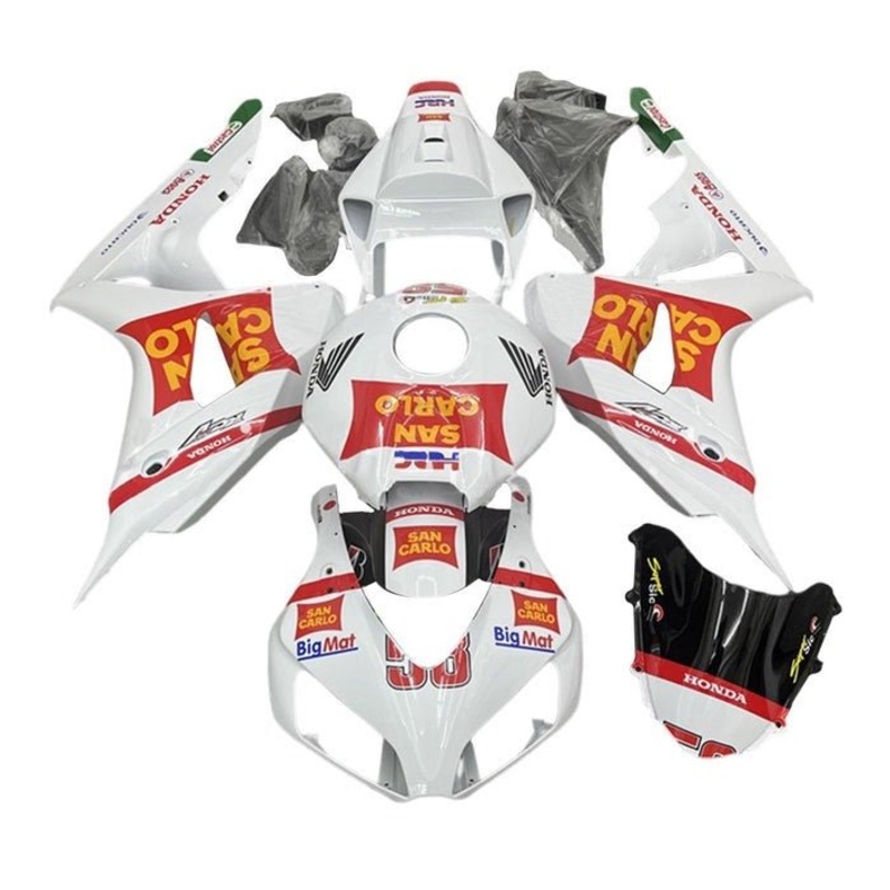 Honda CBR1000RR (2006-2007) White, Red, San Carlo Fairings No Seat Cowl No Bolt Kit No Tank