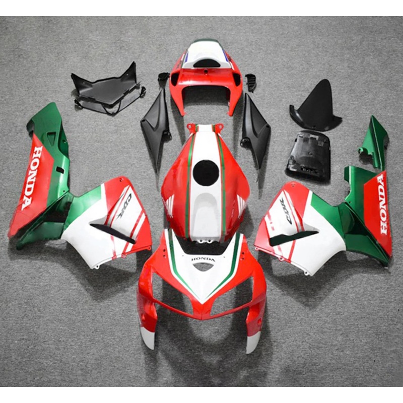 Honda CBR600RR (2005-2006) Matte Red, White, Green Fairings No Seat Cowl No Bolt Kit No Tank