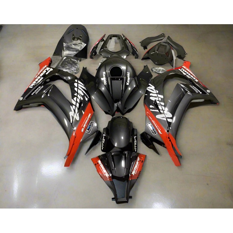 Kawasaki ZX10R (2011-2015) Faux Carbon Fiber, Red, White Fairings No Seat Cowl No Bolt Kit No Tank