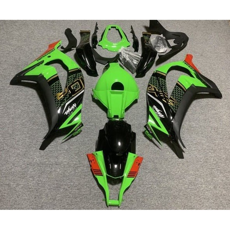 Kawasaki ZX10R (2011-2015) Green, Black, Red, Honeycomb Fairings No Seat Cowl No Bolt Kit No Tank