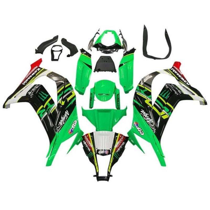 Kawasaki ZX10R (2011-2015) Green, Yellow, Stripe Fairings No Seat Cowl No Bolt Kit No Tank