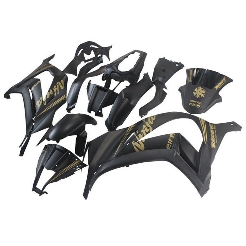 Kawasaki ZX10R (2011-2015) Matte Black, Gold Fairings No Seat Cowl No Bolt Kit No Tank