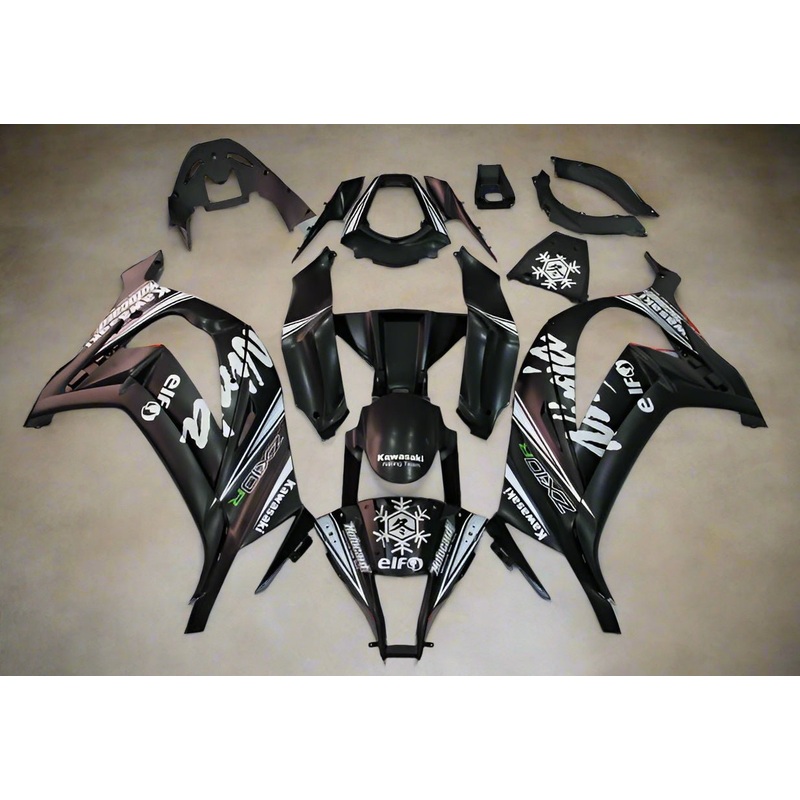 Kawasaki ZX10R (2011-2015) Matte Black, White Elf Fairings No Seat Cowl No Bolt Kit No Tank
