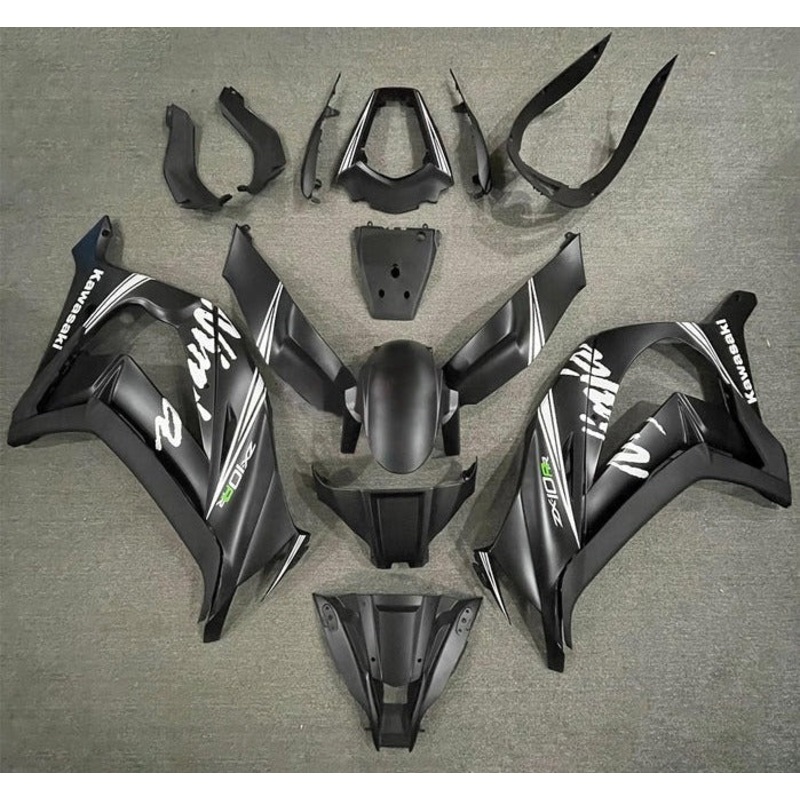Kawasaki ZX10R (2011-2015) Matte Black, White Fairings No Seat Cowl No Bolt Kit No Tank