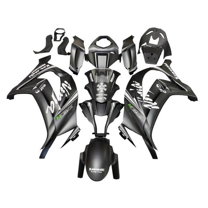 Kawasaki ZX10R (2011-2015) Matte Black, White, Green Elf Fairings No Seat Cowl No Bolt Kit No Tank