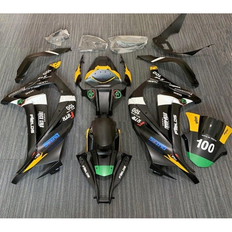 Kawasaki ZX10R (2011-2015) Matte Black, Yellow, White, Green Fairings No Seat Cowl No Bolt Kit No Tank