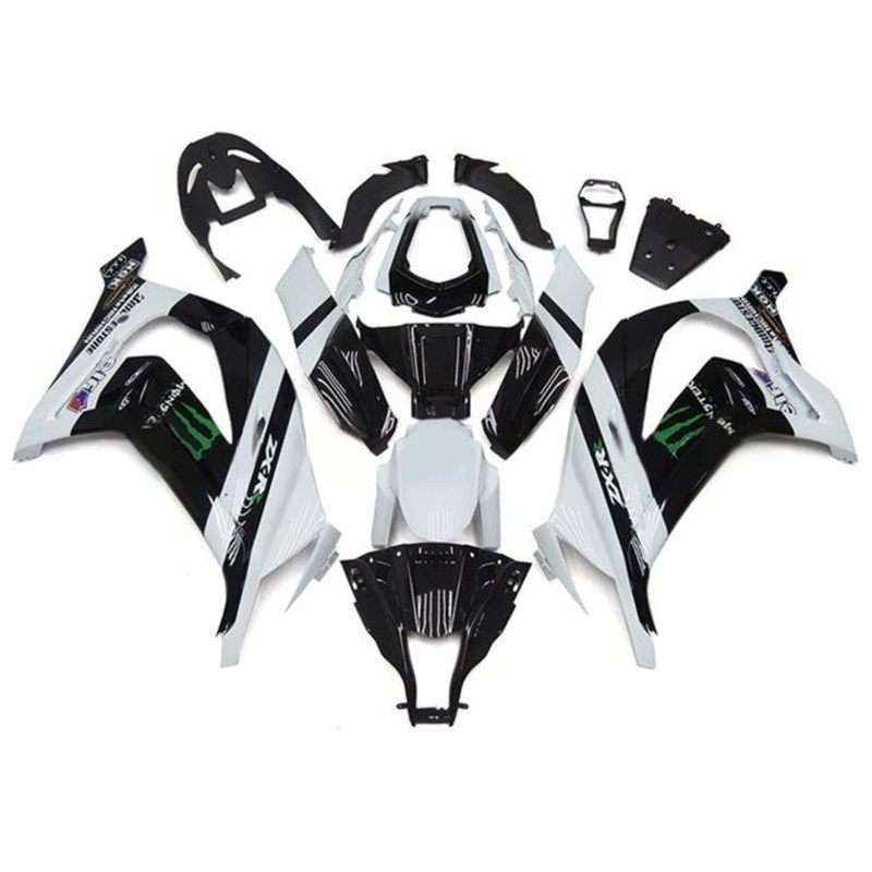 Kawasaki ZX10R (2011-2015) White, Black, Green Monster Fairings No Seat Cowl No Bolt Kit No Tank