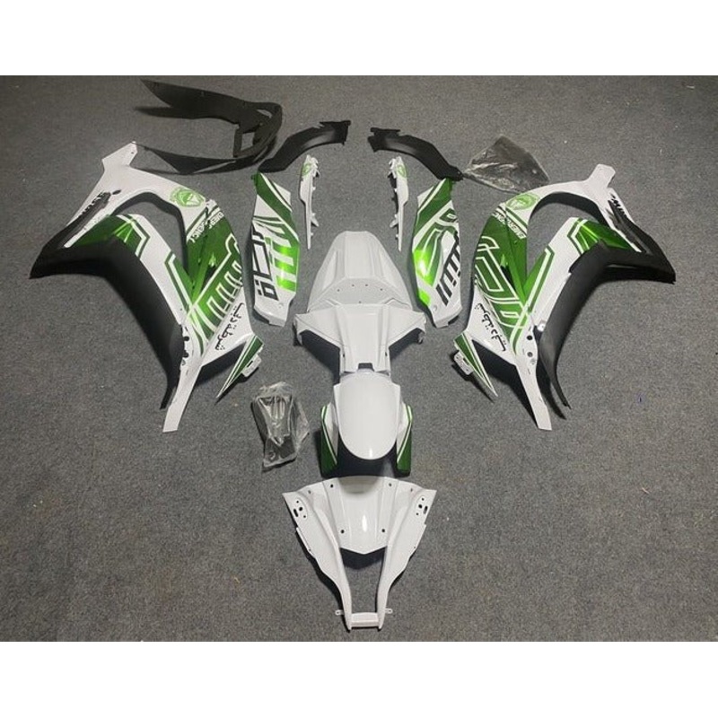 Kawasaki ZX10R (2011-2015) White, Metallic Green Fairings No Seat Cowl No Bolt Kit No Tank