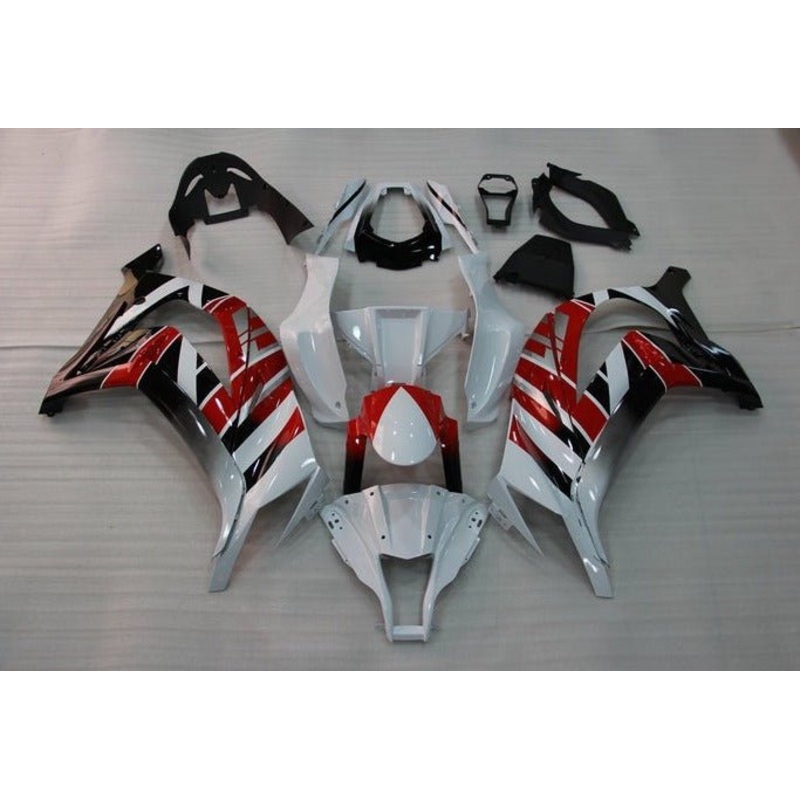 Kawasaki ZX10R (2011-2015) White, Red, Black, Stripes Fairings No Seat Cowl No Bolt Kit No Tank