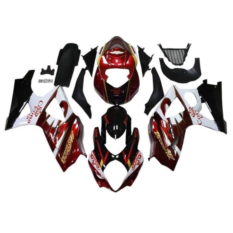 Suzuki GSXR1000 (2005-2006) Black, Dark Red, White, Gold Fairings No Seat Cowl No Bolt Kit No Tank