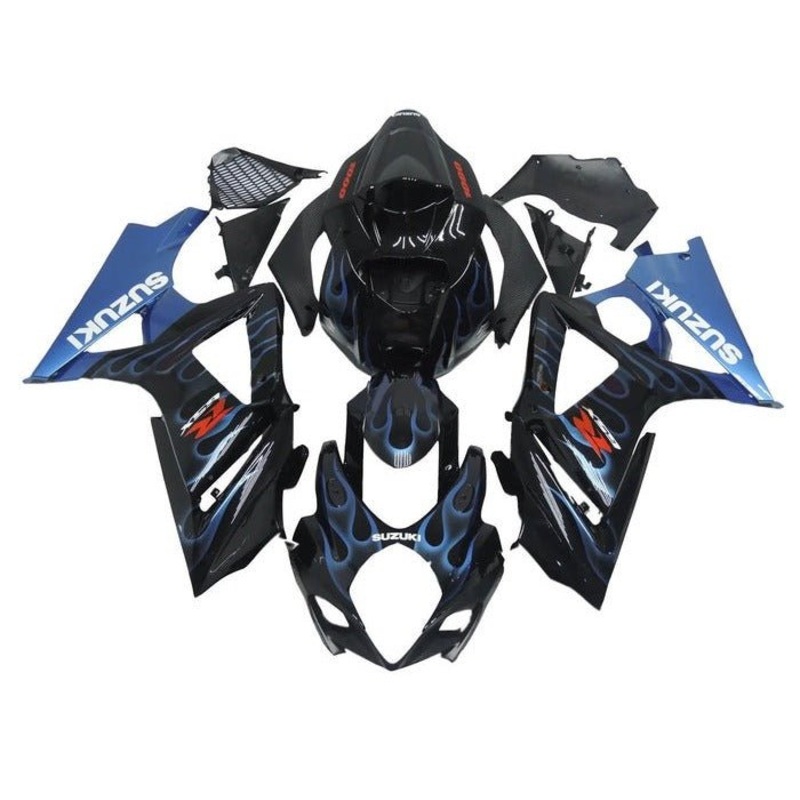 Suzuki GSXR1000 (2005-2006) Black, Light Blue Flames Fairings No Seat Cowl No Bolt Kit No Tank