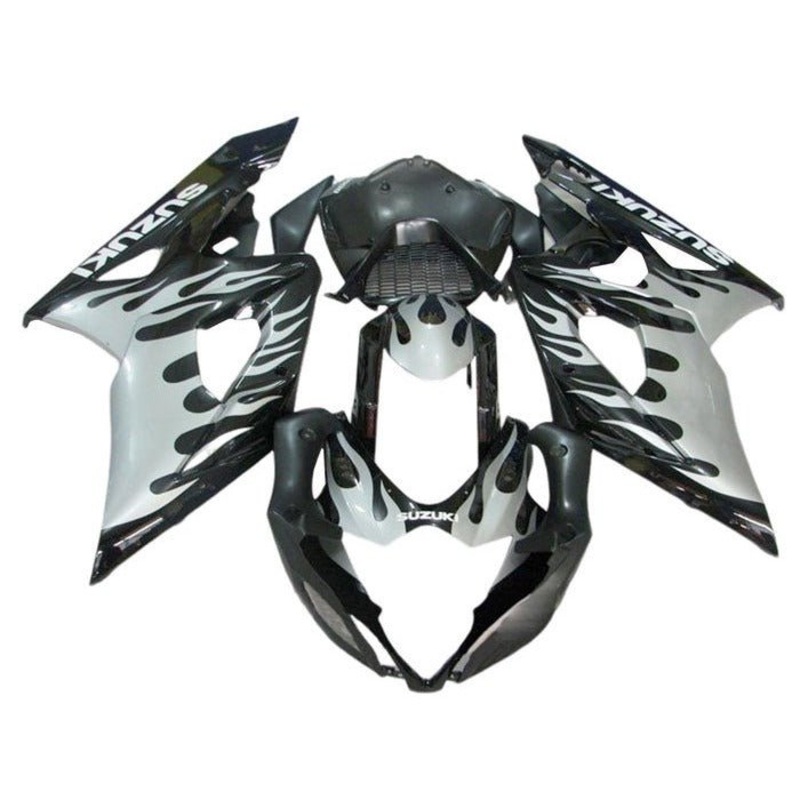 Suzuki GSXR1000 (2005-2006) Black, White Flames Fairings No Seat Cowl No Bolt Kit No Tank