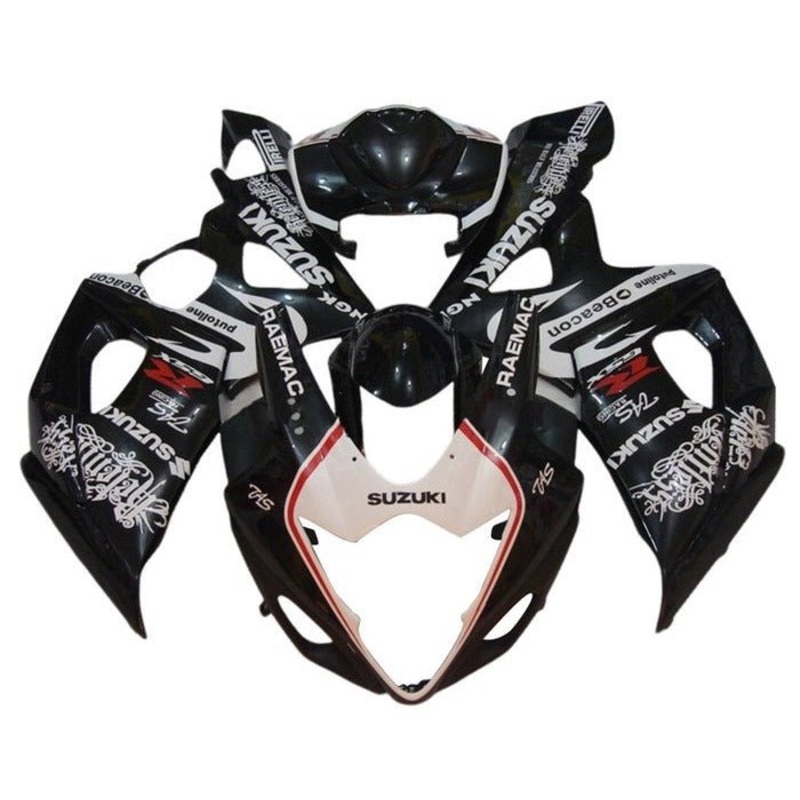 Suzuki GSXR1000 (2005-2006) Black, White, Red Beacon Fairings No Seat Cowl No Bolt Kit No Tank