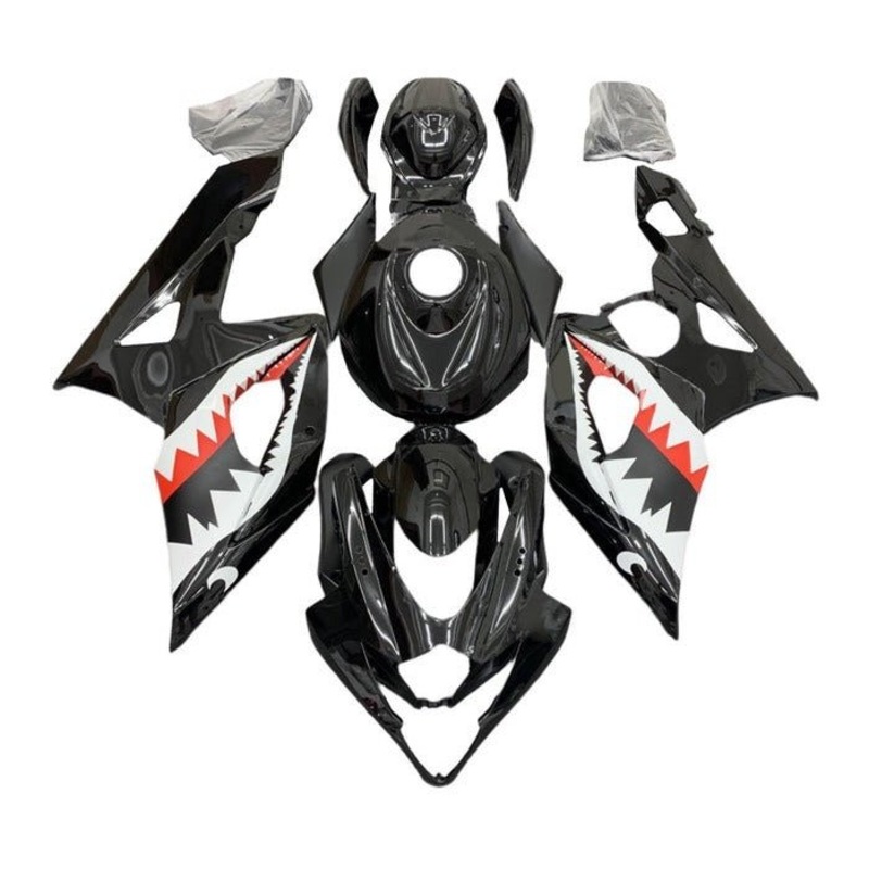Suzuki GSXR1000 (2005-2006) Black, White, Red, Shark Teeth Fairings No Seat Cowl No Bolt Kit No Tank