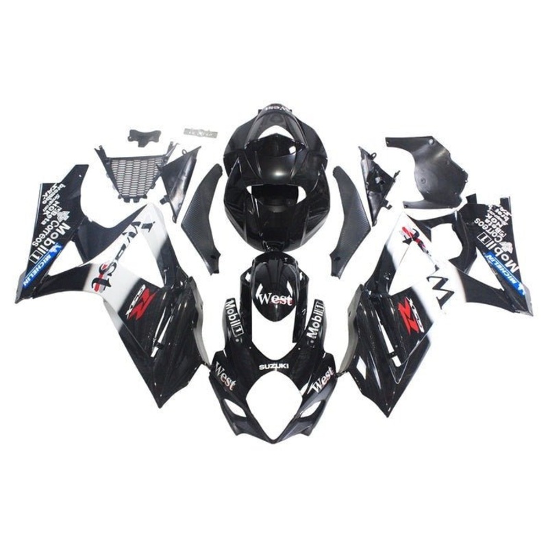 Suzuki GSXR1000 (2005-2006) Black, White, West Fairings No Seat Cowl No Bolt Kit No Tank