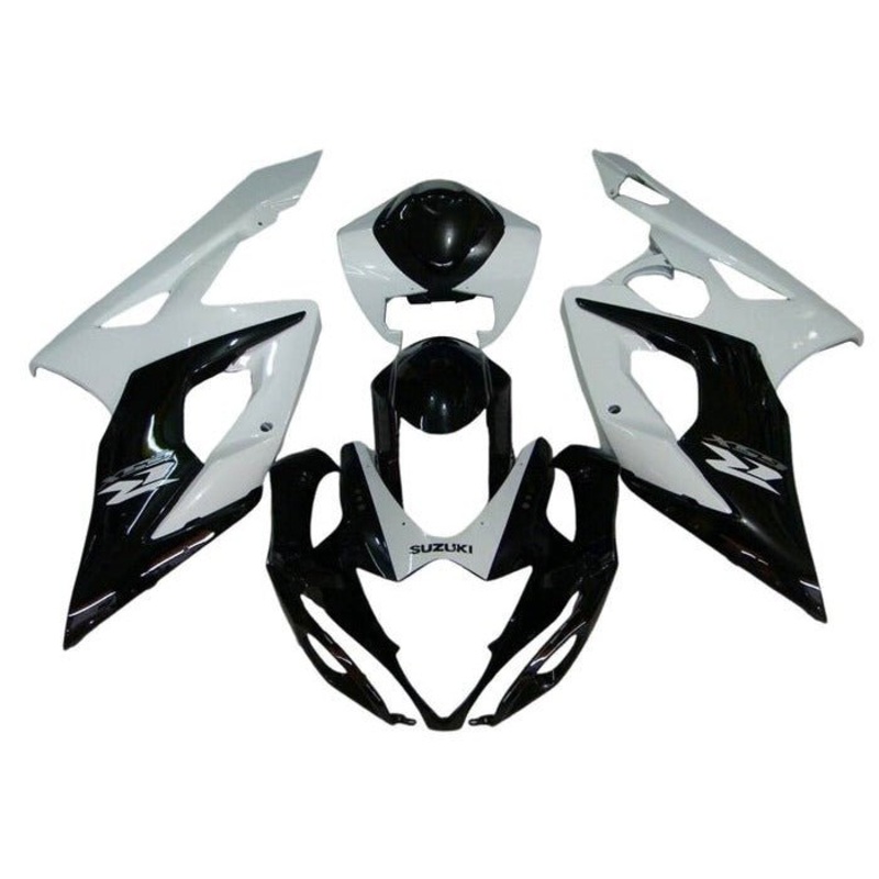 Suzuki GSXR1000 (2005-2006) Gloss Black, White Fairings No Seat Cowl No Bolt Kit No Tank
