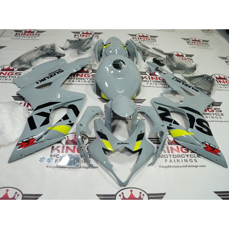 Suzuki GSXR1000 (2005-2006) Gray, Yellow, Black Stripe Fairings No Seat Cowl No Bolt Kit No Tank