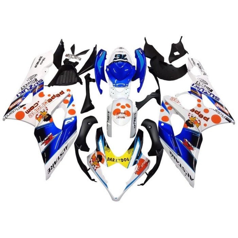 Suzuki GSXR1000 (2005-2006) White, Blue, Dark Dog Fairings No Seat Cowl No Bolt Kit No Tank