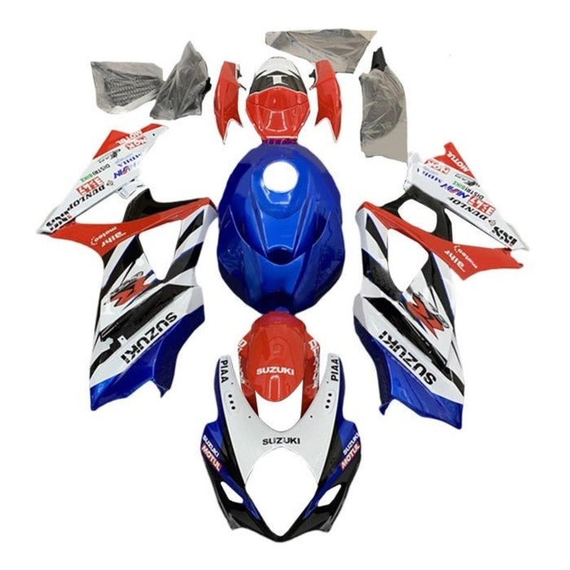 Suzuki GSXR1000 (2005-2006) White, Blue, Red, Black Stripe Fairings No Seat Cowl No Bolt Kit No Tank