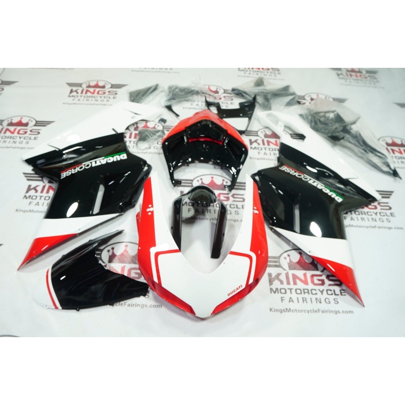 Ducati 1098 (2007-2012) Red, Black, White Corse Fairings Clear Windscreen: Free No Seat Cowl No Bolt Kit