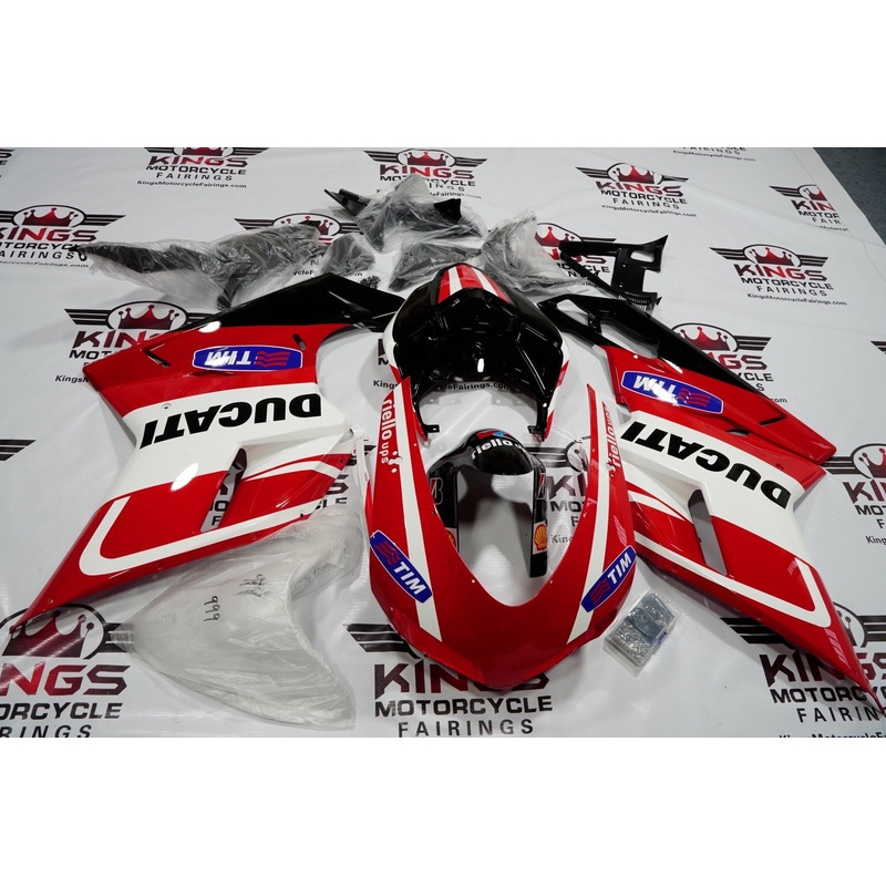 Ducati 1098 (2007-2012) Red, White, Black, Blue Tim Fairings Clear Windscreen: Free No Seat Cowl No Bolt Kit