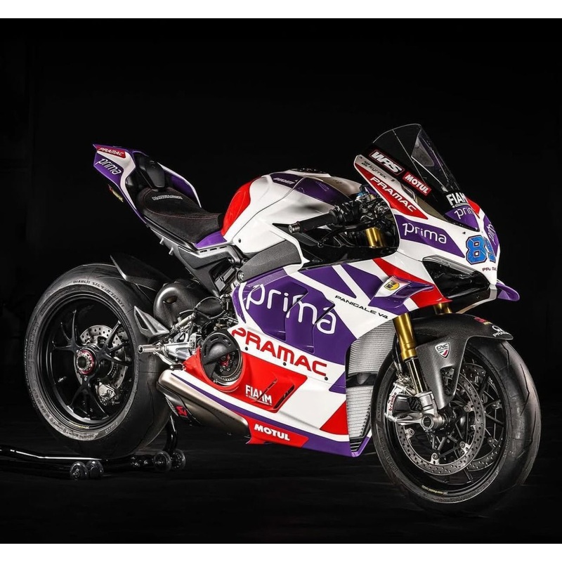 Ducati Panigale V4S Fairings (2020-2021) White, Purple, Pramac Prima No Tank No Seat Cowl No Bolt Kit