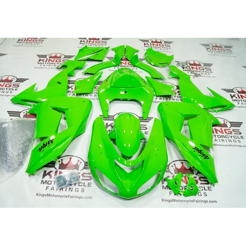 Fairing kit for a Kawasaki Ninja ZX10R (2006-2007) All Green Clear Windscreen: Free No Seat Cowl No Bolt Kit