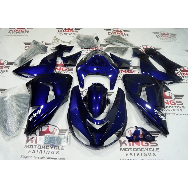 Fairing kit for a Kawasaki Ninja ZX10R (2006-2007) Dark Blue Clear Windscreen: Free No Seat Cowl No Bolt Kit