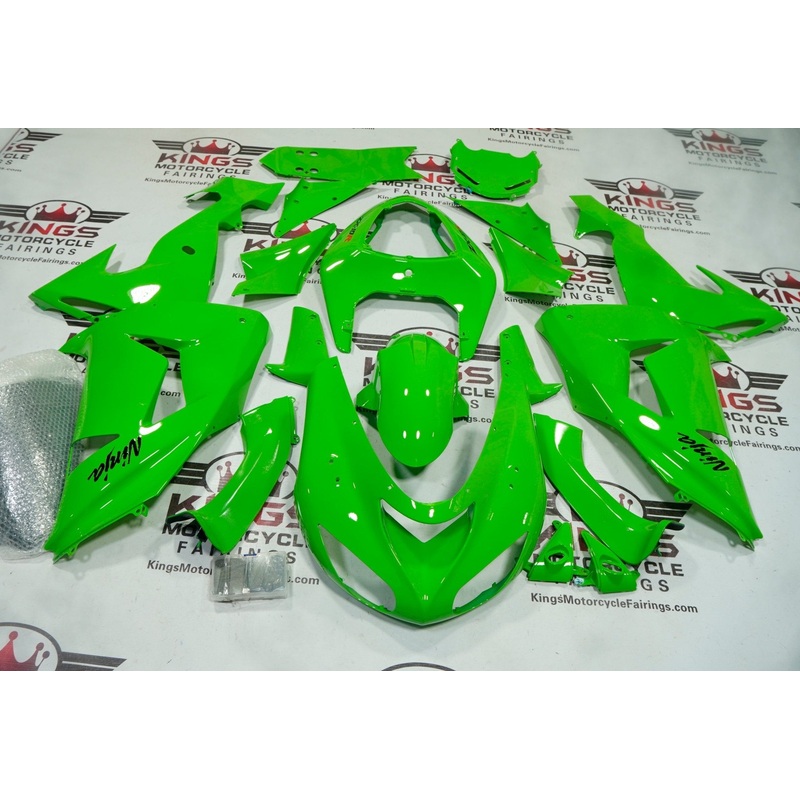 Fairing kit for a Kawasaki Ninja ZX10R (2006-2007) Ninja Green Clear Windscreen: Free No Seat Cowl No Bolt Kit