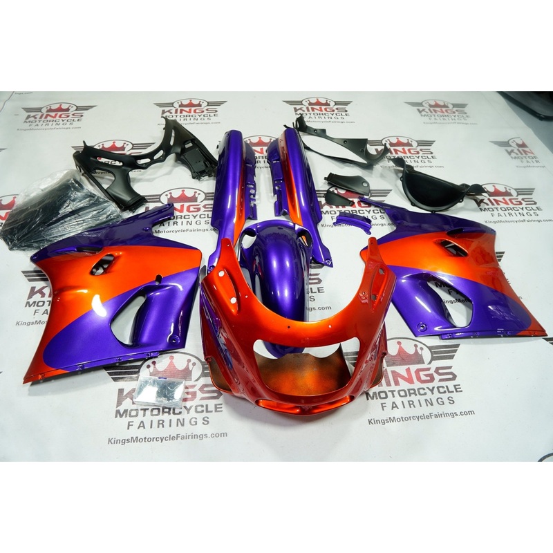 Fairing Kit for a Kawasaki ZX-11 / ZZR1100 D Model (1993-2001) Purple, Orange Clear Windscreen: Free Bolt Kit: No