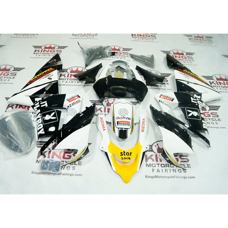 Fairing kit for a Kawasaki ZX10R (2004-2005) Black, White, Yellow Playboy No Seat Cowl No Bolt Kit No Tank