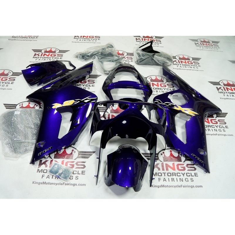 Fairing kit for a Kawasaki ZX6R 636 (2003-2004) Purple, Black, Yellow Clear Windscreen: Free No Seat Cowl No Bolt Kit