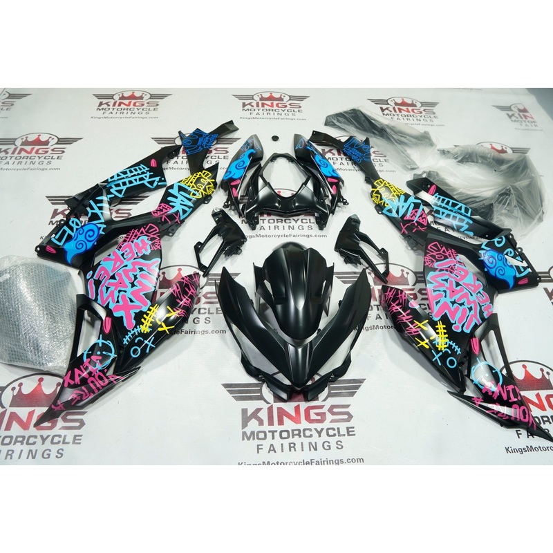 Fairings for Kawasaki Ninja 400 (2018-2023) Matte Black, Blue, Pink Jinx No Tank No Seat Cowl No Bolt Kit