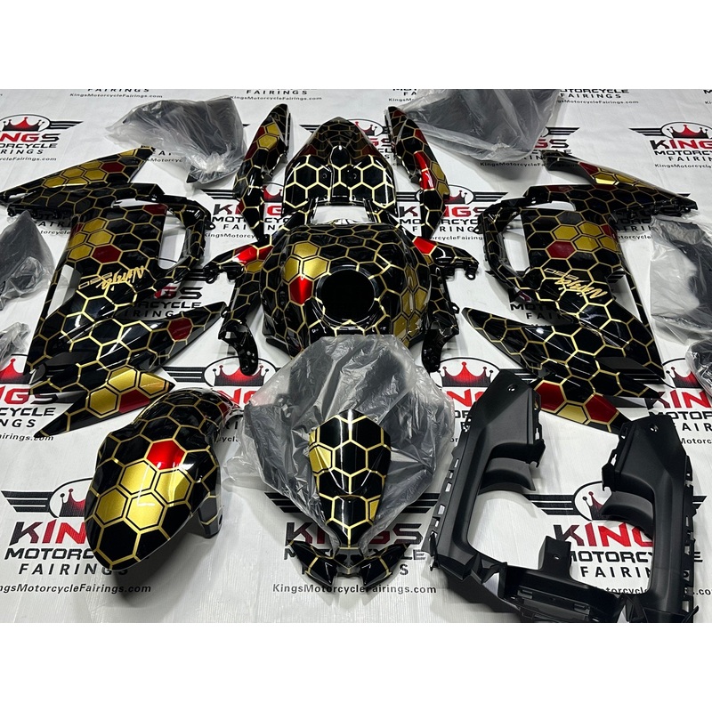 Fairings for Kawasaki Ninja 650 (2020-2025) Black, Gold, Red Honeycomb Clear Windscreen: Free No Bolt Kit No Tank